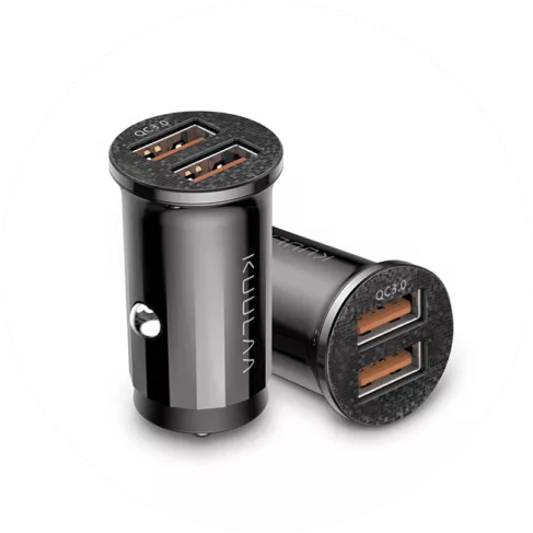 Black Quick-Charge USB Dual Port Charger 